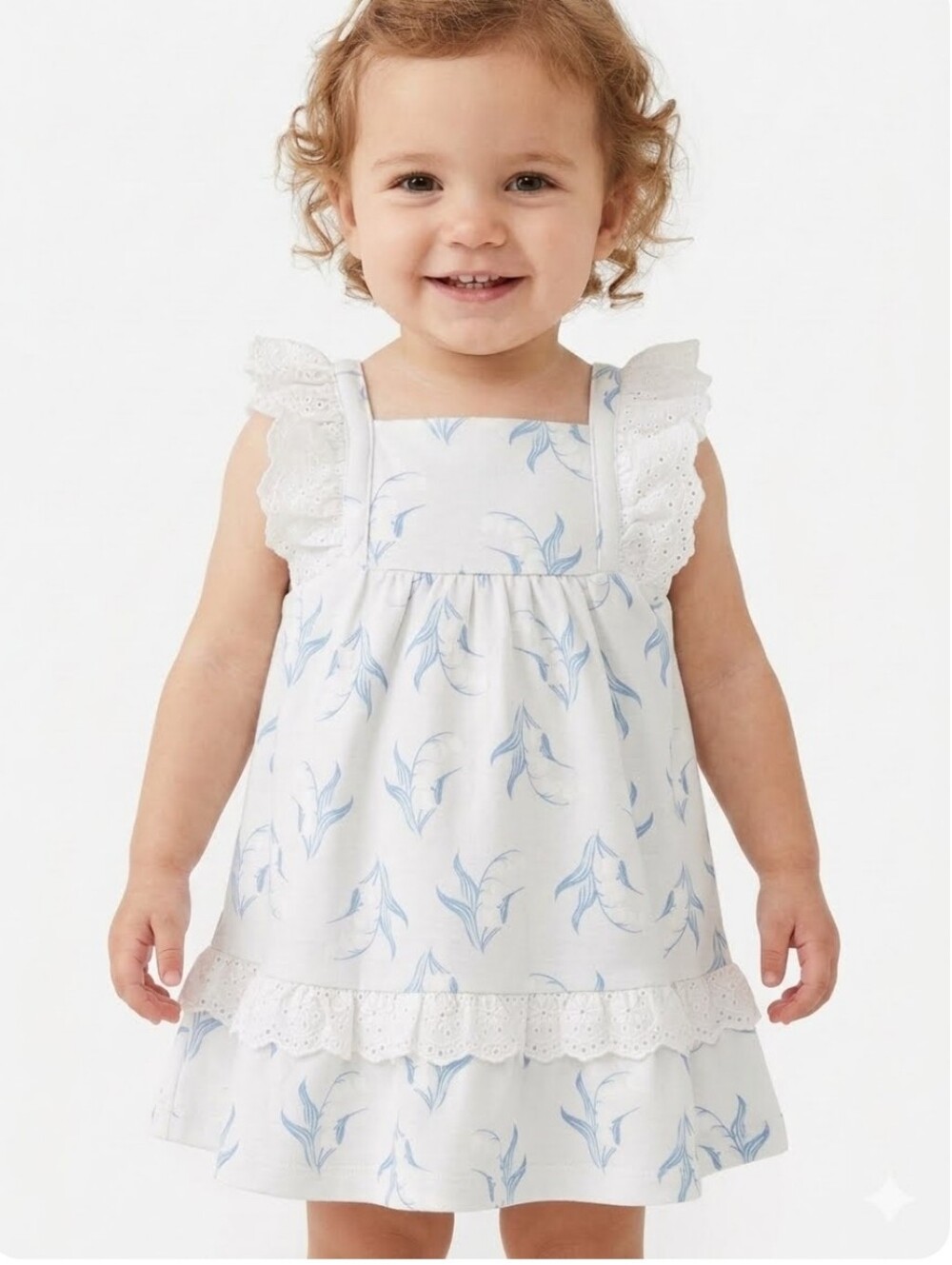 Tommy Bahama White Dress with Light Blue Floral Print 2T